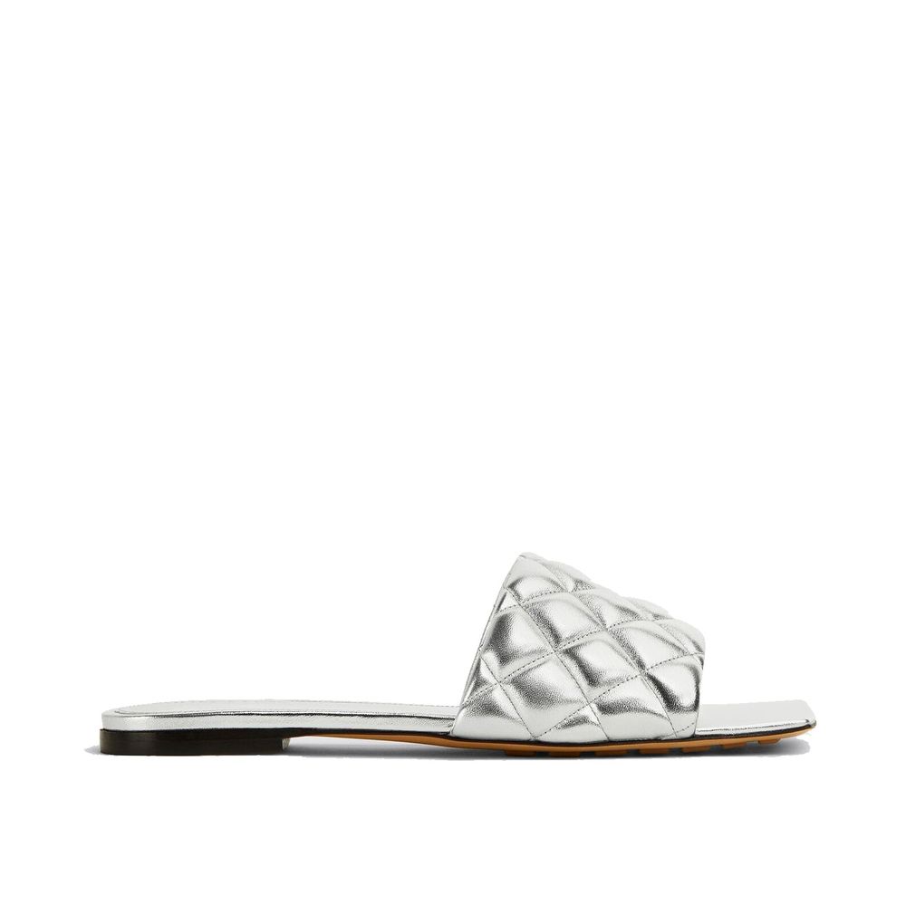 Silver Calfskin Flat Sandals