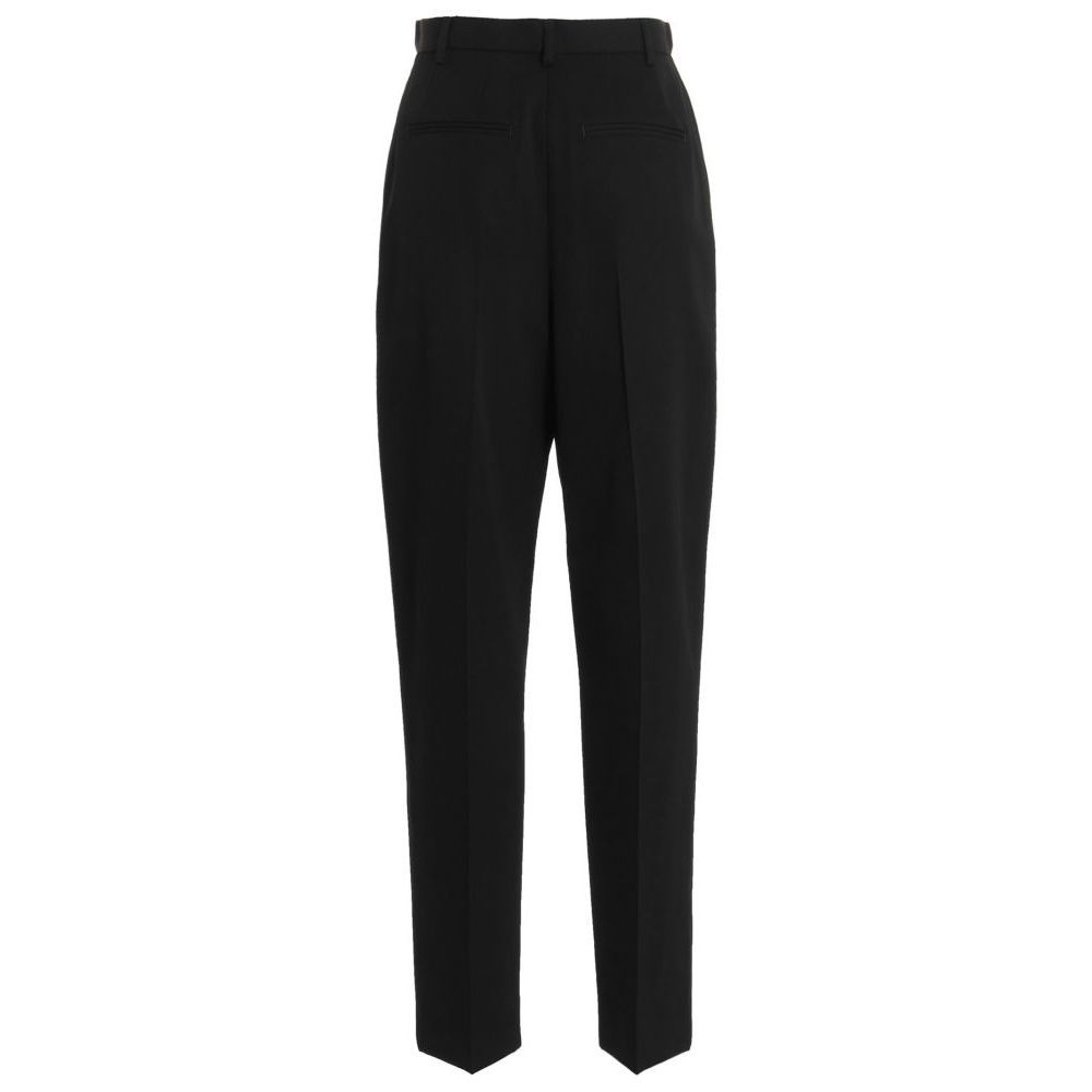 Black Polyester Casual Pants