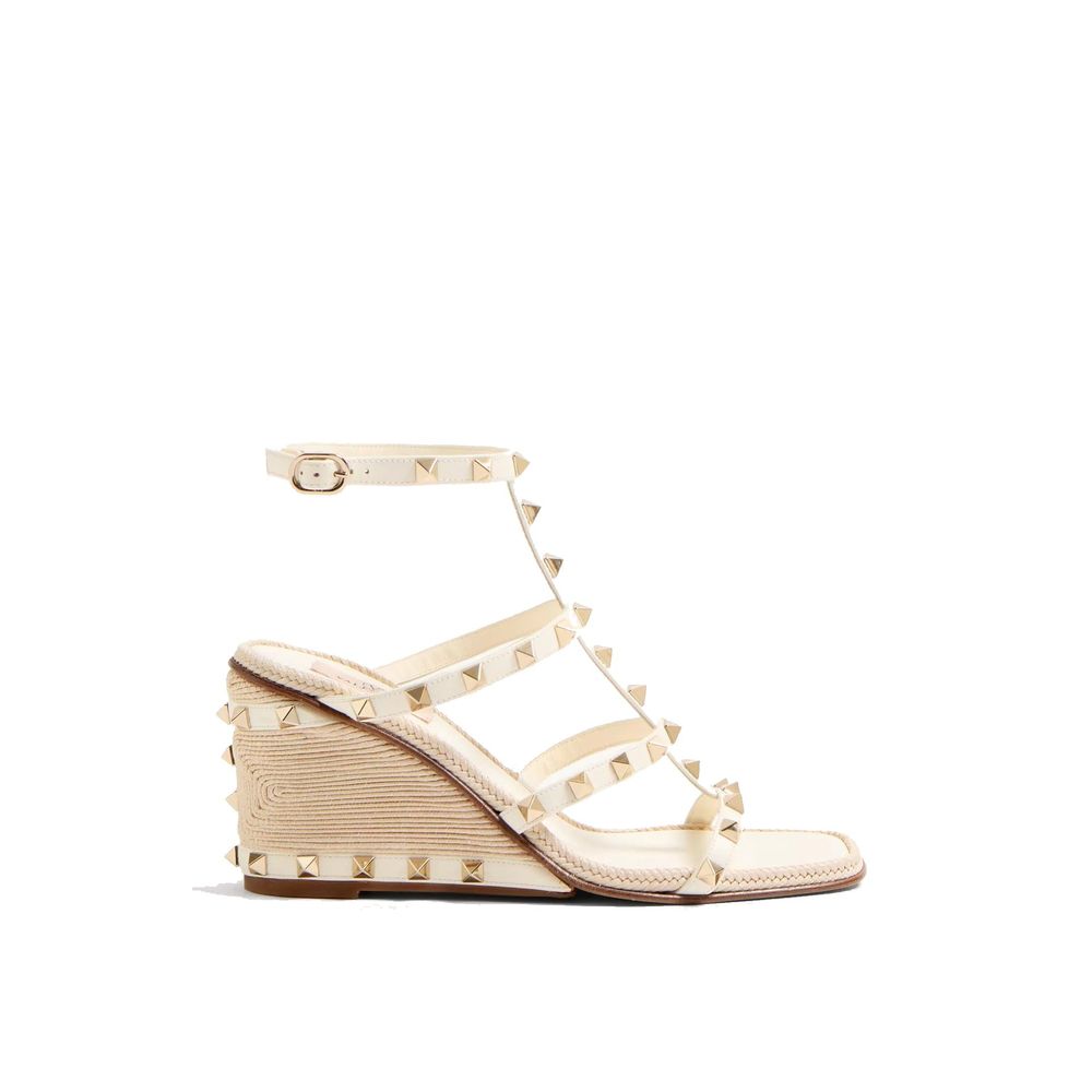 Bicolor Calfskin Wedge Sandals