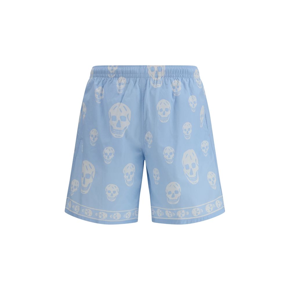 Light Blue Polyamide Bermuda Shorts