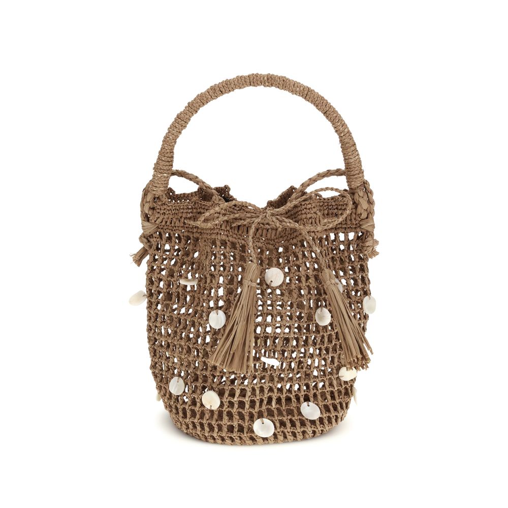 Brown Raffia Shoulder Bag