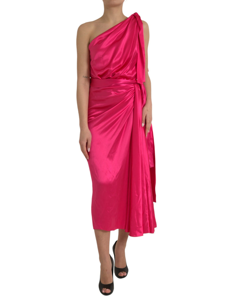 Fuchsia Silk Casual Dress