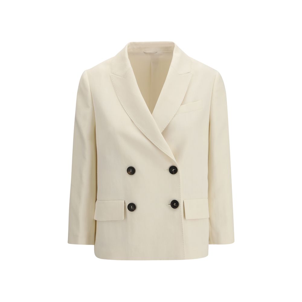 Cream Viscose Jackets And Coat