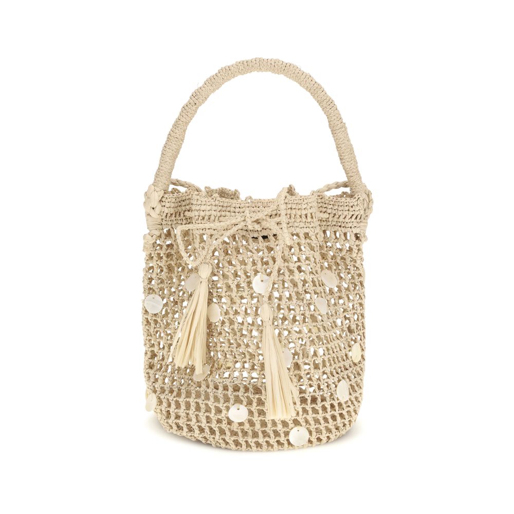 Beige Raffia Shoulder Bag