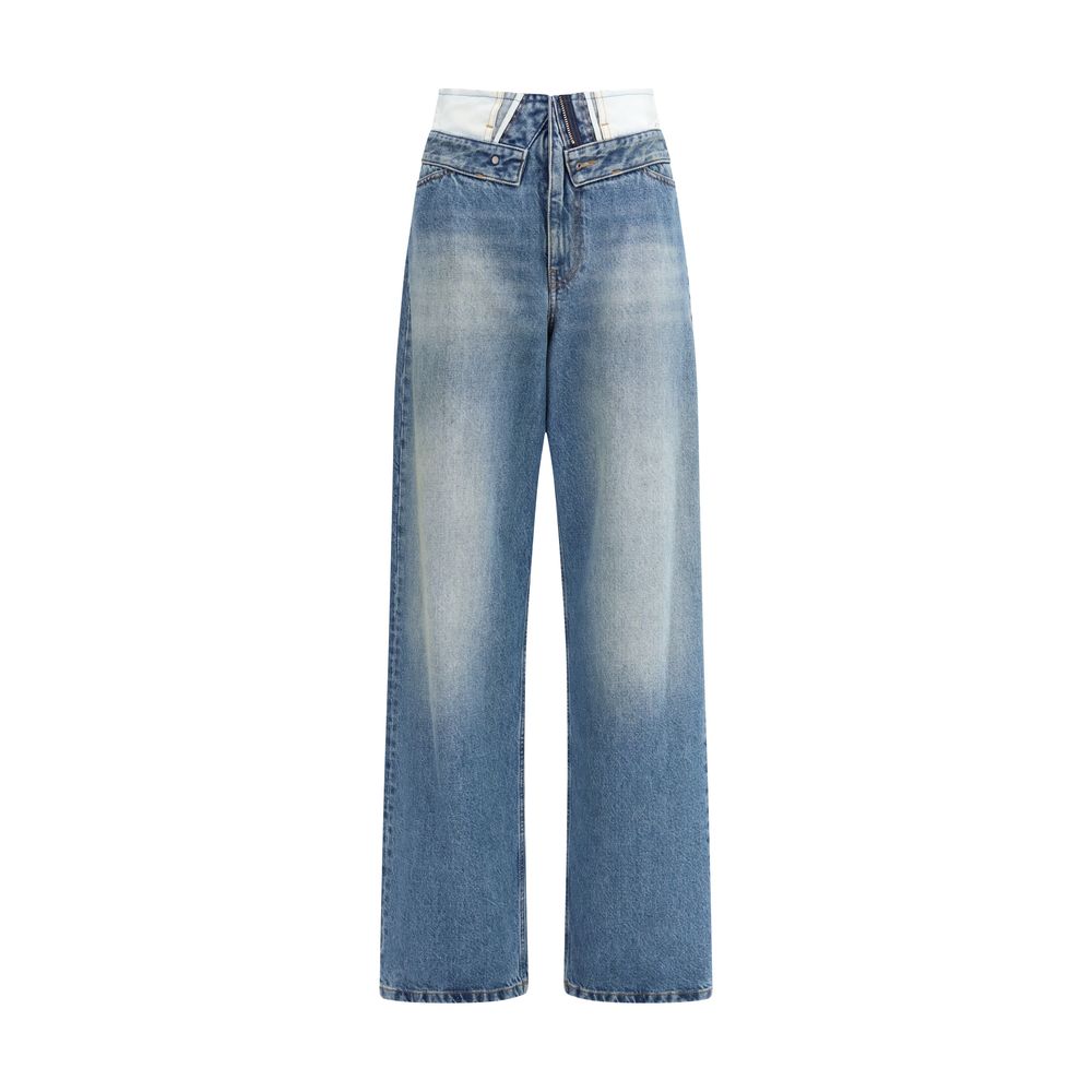 Light Blue Cotton Straight-Leg Jeans