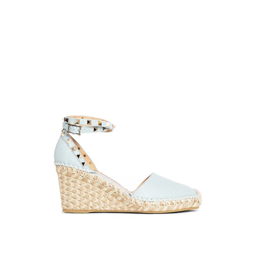 Blue Calfskin Wedge Sandals