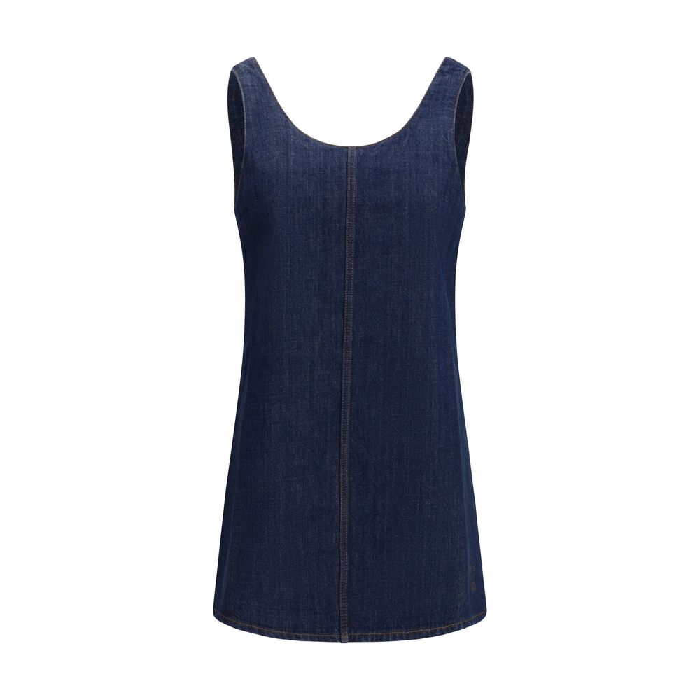 Blue Cotton Casual Dress