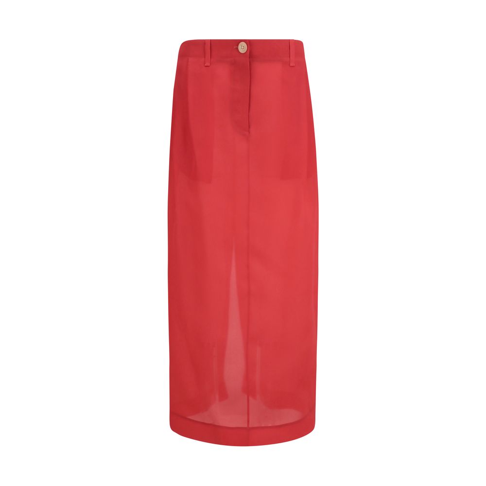 Multicolor Silk Midi Skirt