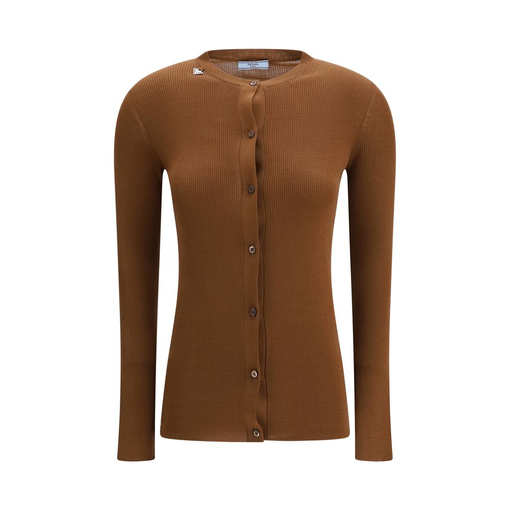 Brown Fleece Wool Cardigan