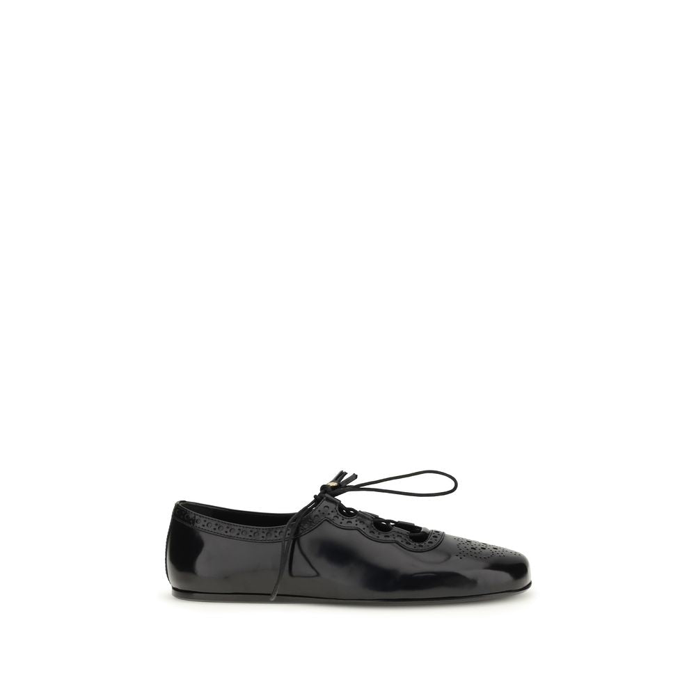 Black Calf Leather Bos Taurus Ballet Flats