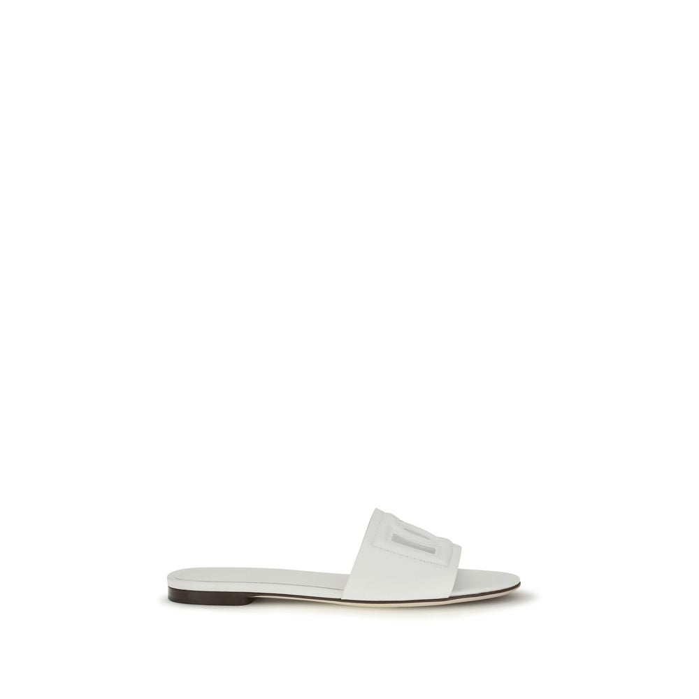 White Calf Leather Bos Taurus Flat Sandals