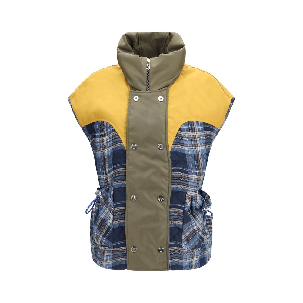 Blue Polyamide Sleveless Jacket