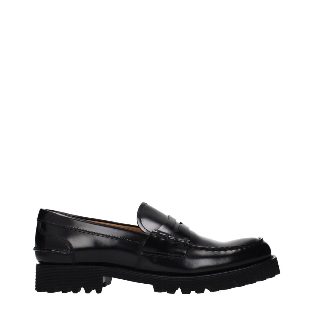 Black Leather Slip-On Loafers