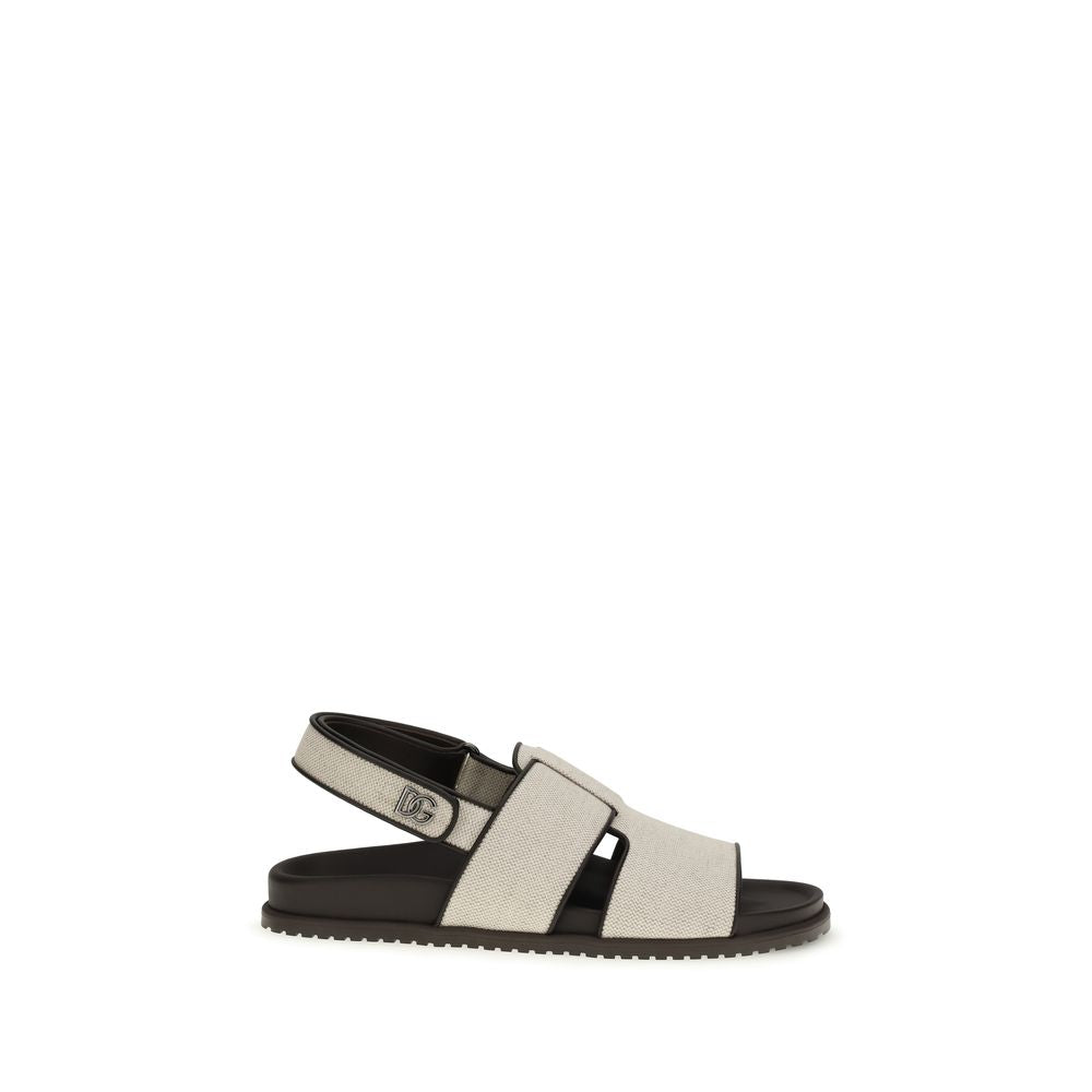 Beige Cotton Sandals