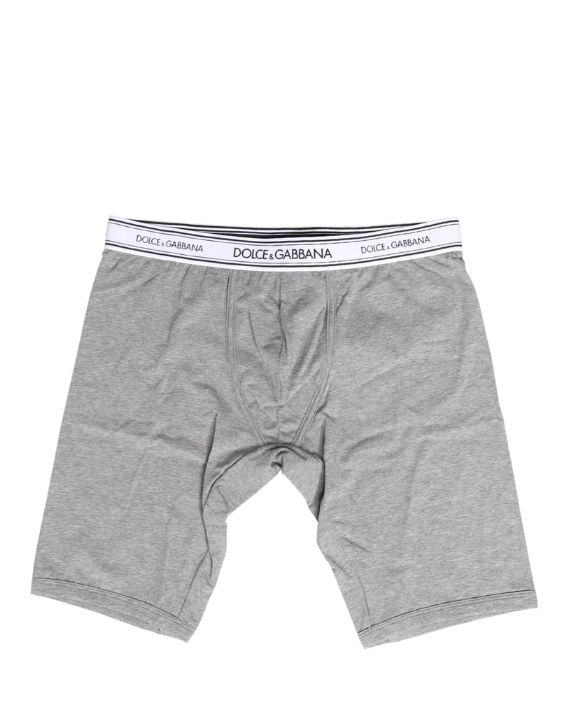 Gray Cotton Logo Waistband Midi Boxer Underwear