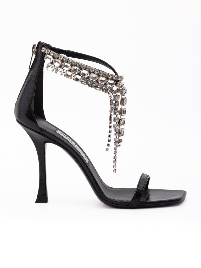 Black Leather Verity 100 Sandals
