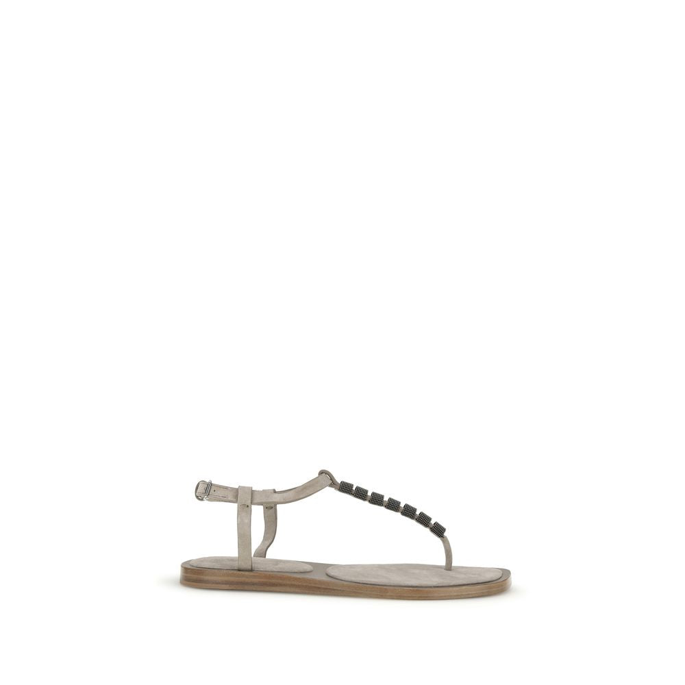 Beige Calf Leather Bos Taurus Strap-On Sandals