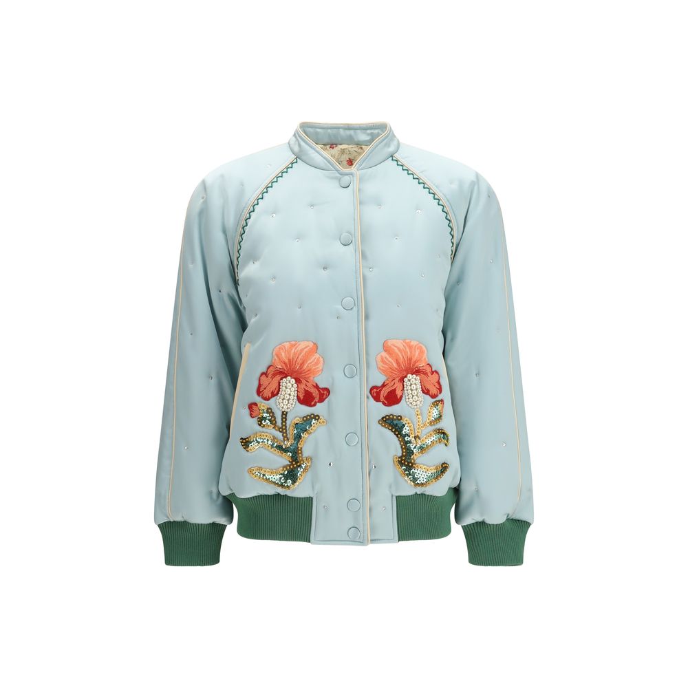 Blue Silk Bomber