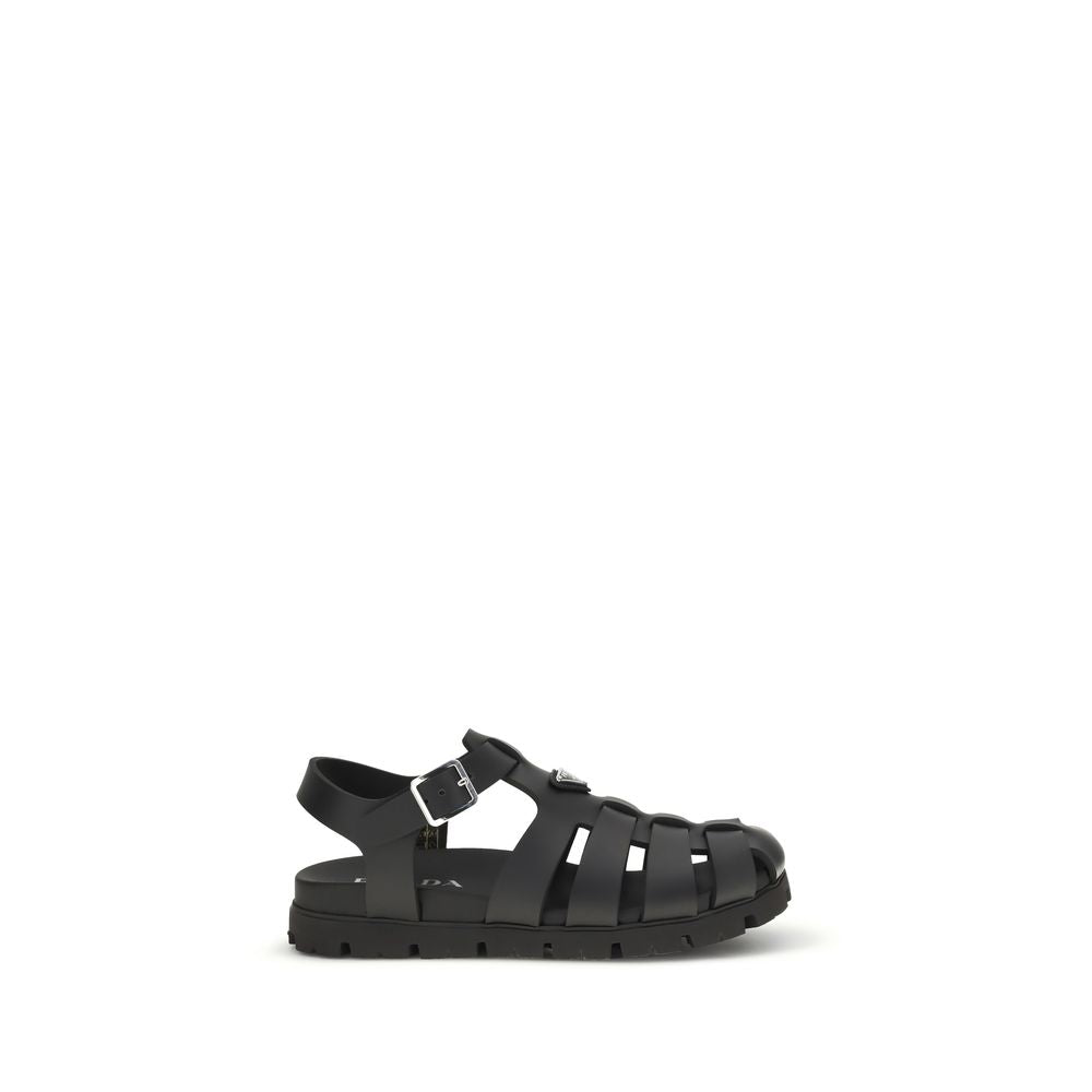Black Calf Leather Bos Taurus Sandals