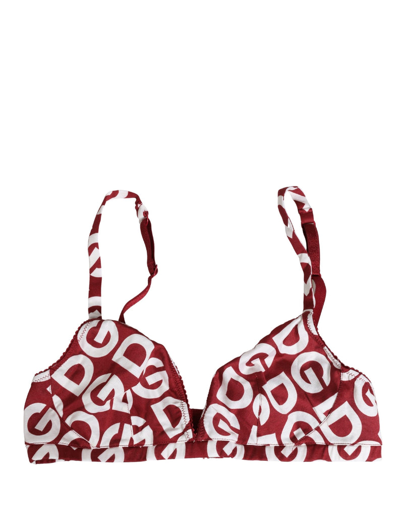 Red Logo Monogram Cotton Soft Cup Bra Underwear