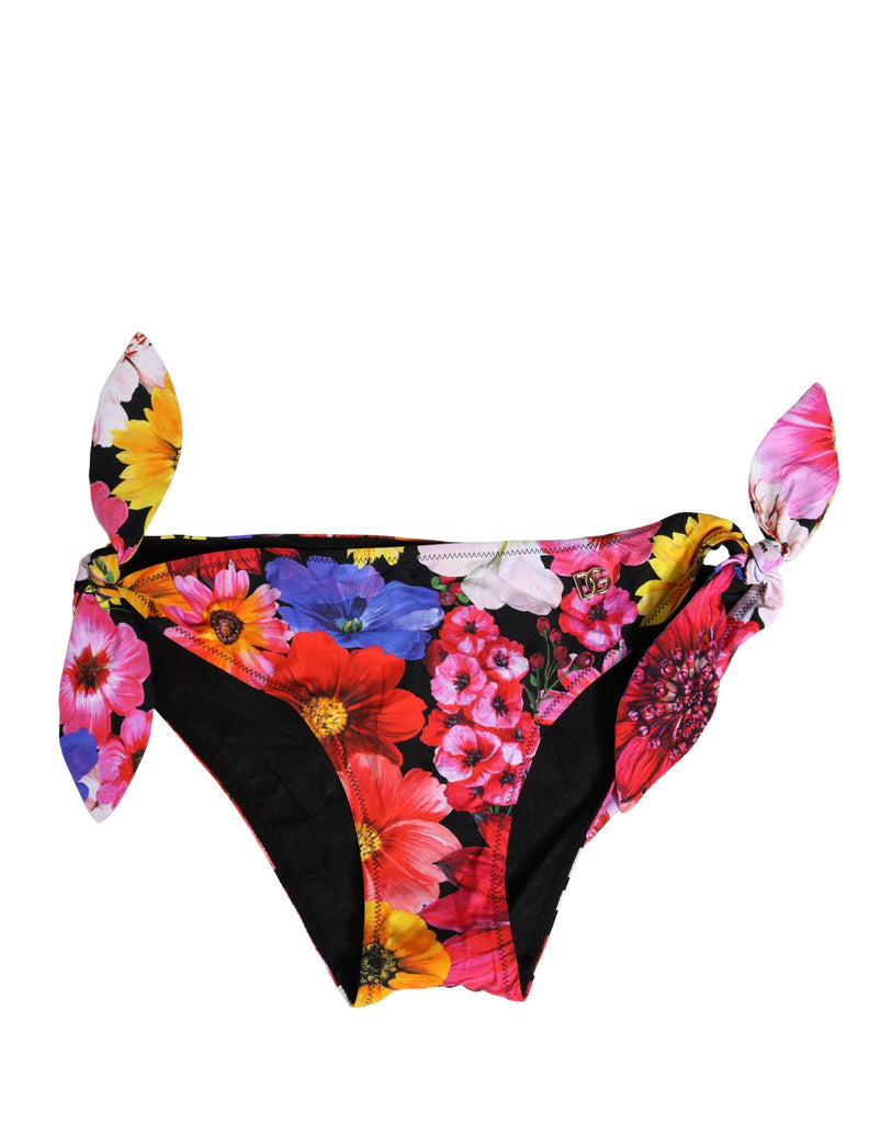 Black Floral Print Swimsuit Bikini Bottom Swimwear