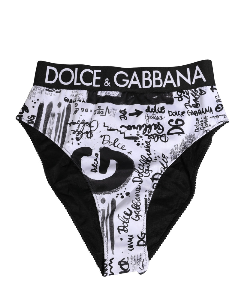 Black White Graphic Logo High Brief Underwear