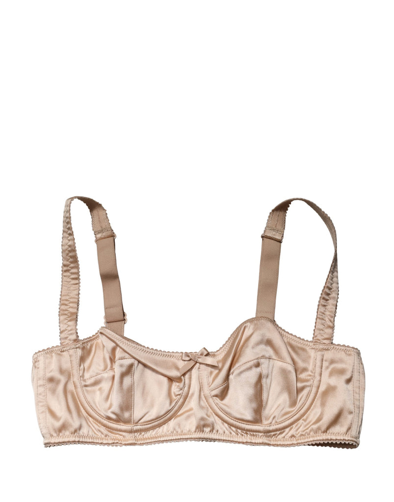 Beige Semi-Pad Underwire Balconette Bra Underwear