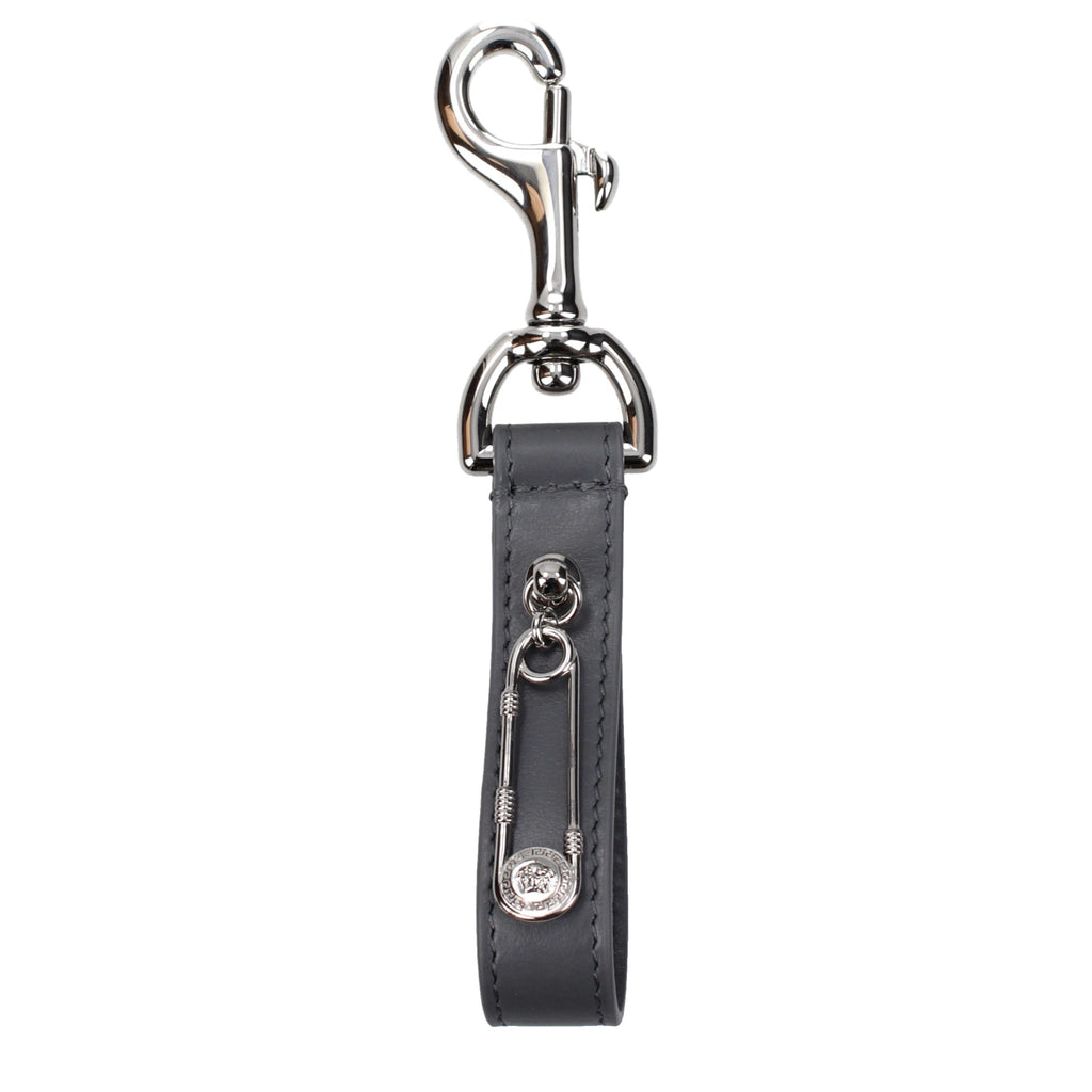 Gray Leather Keychain