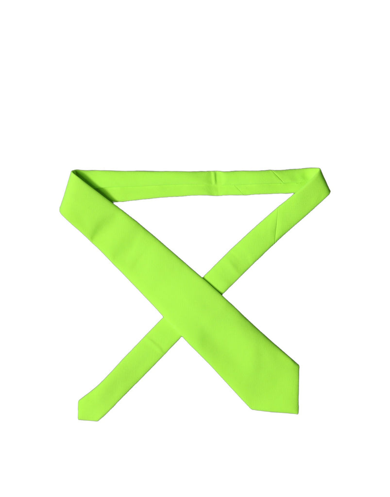 Neon Green Polyester Adjustable Women Tied Necktie Tie