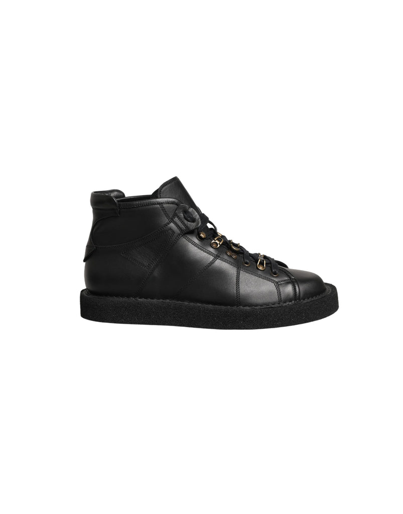 Black Leather Lace Up Men Ankle Boots Shoes