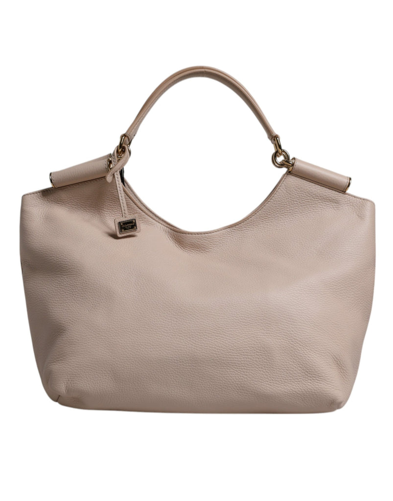 Light Pink Leather Logo Plaque Tote Shoulder Borse Bag