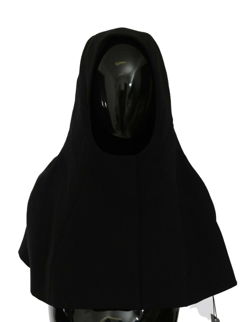 Black Wool Whole Head Hooded Scarf Hat