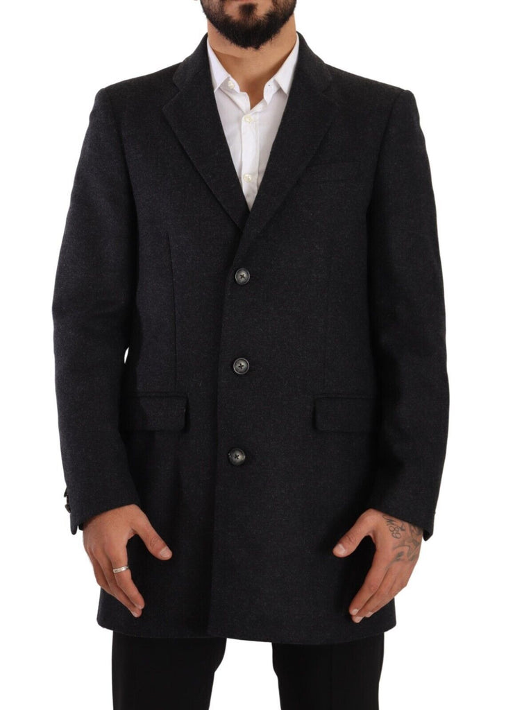 Dark Gray Wool Over Trench Coat Men Jacket