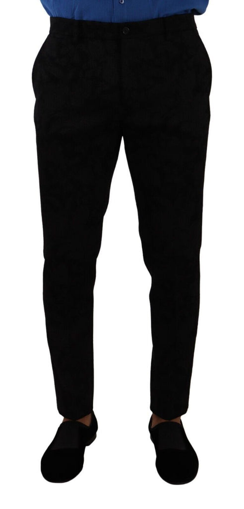 Black Brocade Skinny Formal Trouser Dress Pants