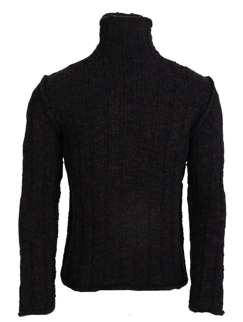 Brown Wool Knit Turtleneck Pullover Sweater