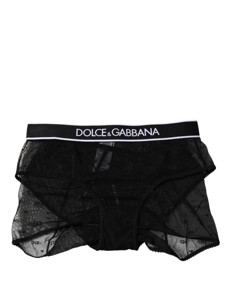 Black Tulle Nylon Mid Waist Panty Underwear
