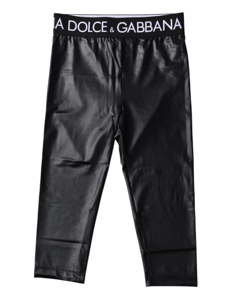 Black Logo Nylon Cropped Tights Pants Underwear
