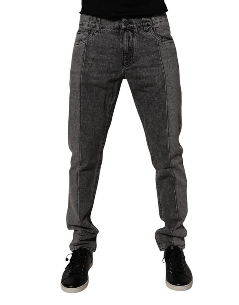 Two Tone Gray Cotton Denim Jeans