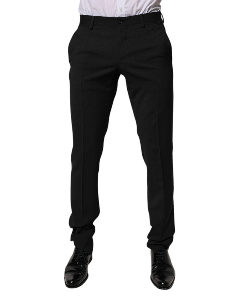 Black Polyester Tapered Formal Men Dress Pants