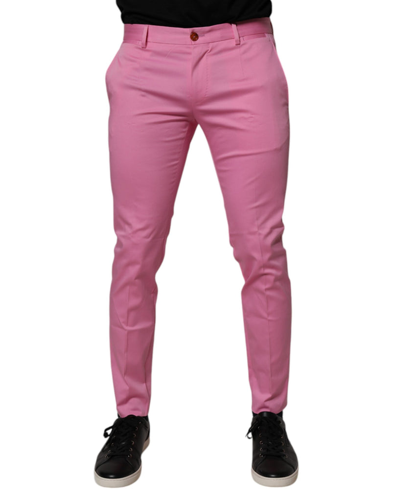 Pink Cotton Slim Fit Men Dress Formal Pants