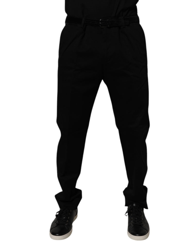 Black Cotton Men Skinny Dress Formal Pants