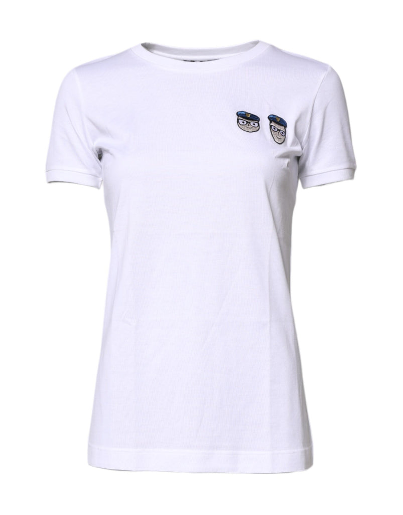 White #DGFamily Cotton Crew Neck T-shirt
