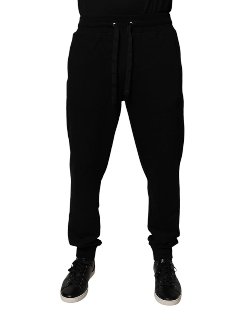 Black Cotton Mid Waist Jogger Sweatpants Pants