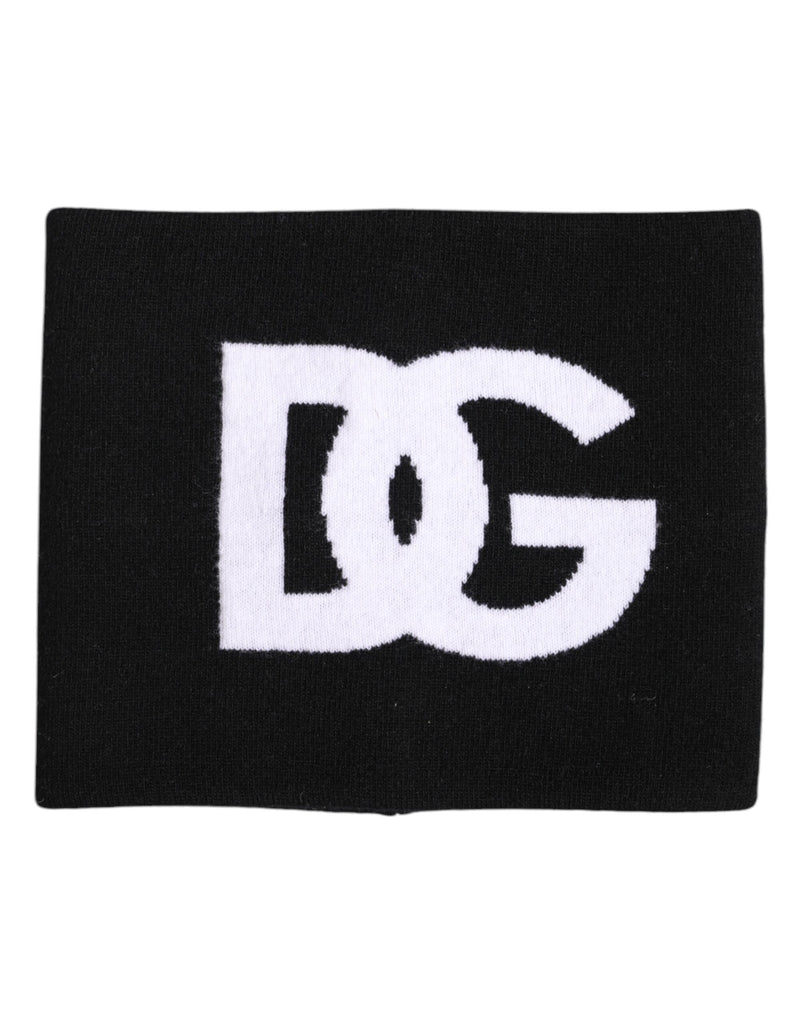 Black White Logo Print Knitted Neck Warmer Scarf