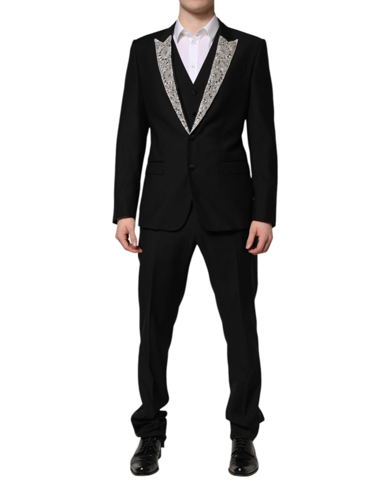 Black MARTINI Crystal Embellished 3 Pc Suit