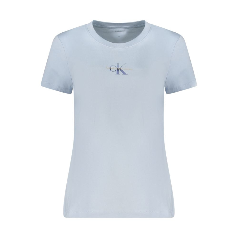 Light Blue Cotton Women T-Shirt