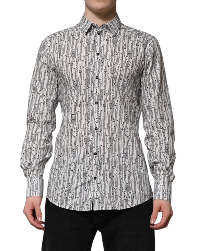 White Floral Print Casual Long Sleeves Shirt
