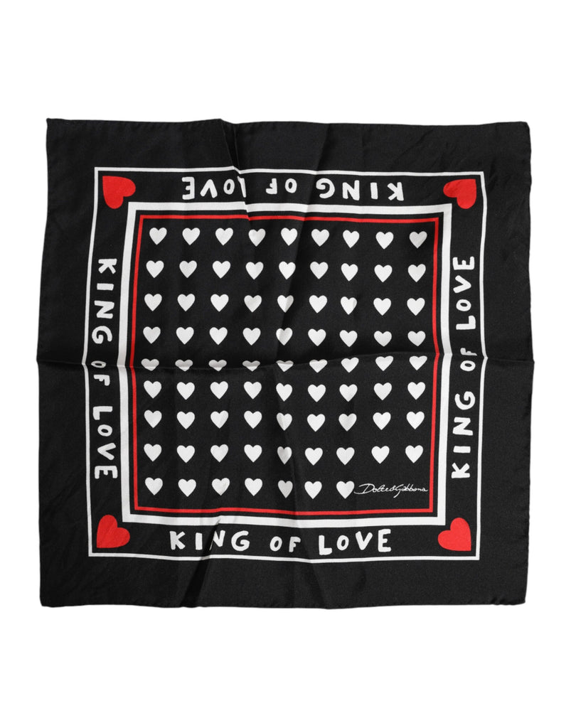 Black Printed Silk Square Men Foulard Scarf