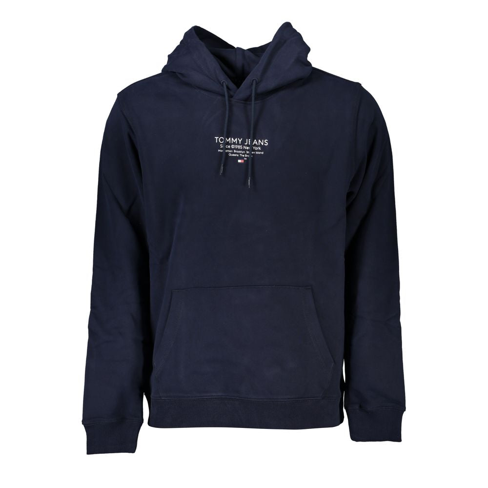 Blue Cotton Men Sweater with Hood