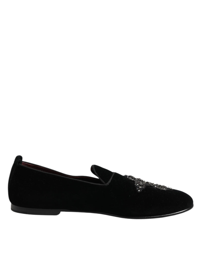 Black Velvet Crystal Crown Formal Dress Shoes